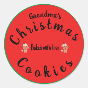 Pegatina Redonda Galletas de Navidad Pastel Abuela