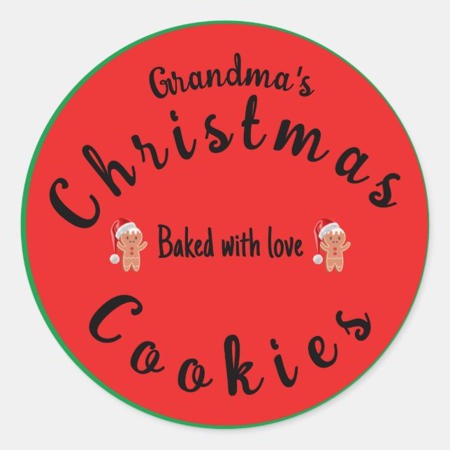 Pegatina Redonda Galletas de Navidad Pastel Abuela (Anverso)