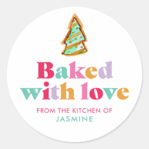 Pegatina Redonda Galletas de Navidad Personalizadas con Amor