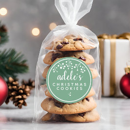 Pegatina Redonda Galletas de Navidad Personalizadas Verdes