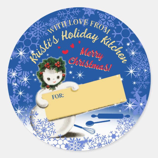 Pegatina Redonda Galletas de Navidades caseras para hornear de (Anverso)