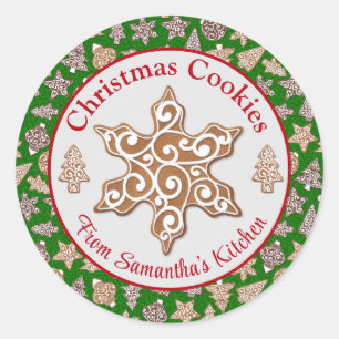 Pegatina Redonda Galletas de Navidades caseros con pan de jengibre