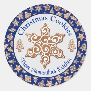 Pegatina Redonda Galletas de Navidades caseros con pan de jengibre