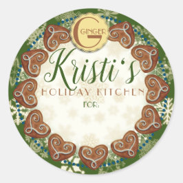 Pegatina Redonda Galletas de pan de jengibre de vacaciones personal