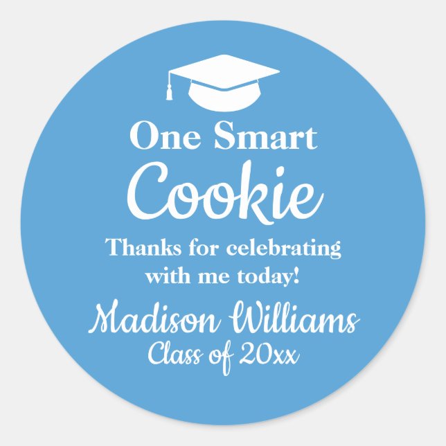 Pegatina Redonda Galletas Inteligentes De Graduación Favor De Trata (Anverso)