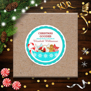 Pegatina Redonda Galletas Navideñas Personalizadas
