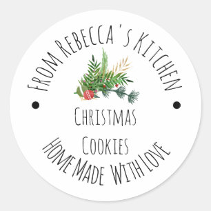 Pegatina Redonda Galletas Navideñas Rústicas Hechas en Casa con Amo