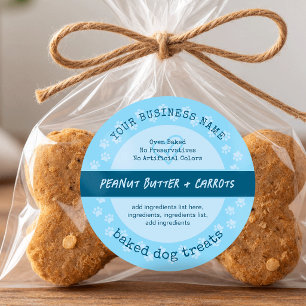 Pegatina Redonda Galletas para Mascotas Modernas Paws Azules