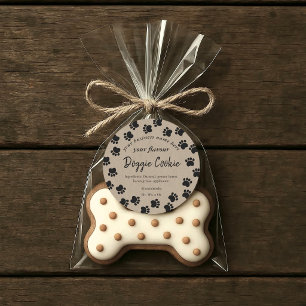 Pegatina Redonda galletas para perros camino de pata de perro kraft