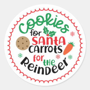 Pegatina Redonda Galletas para Santa y Zanahorias para los Reno