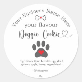 Pegatina Redonda Galletas personalizadas para perros con huella de