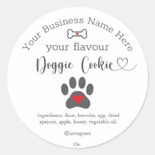 Pegatina Redonda Galletas personalizadas para perros con huella de