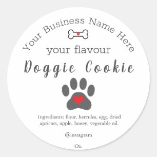 Pegatina Redonda Galletas personalizadas para perros con huellas de
