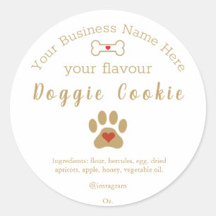 Pegatina Redonda Galletas personalizadas para perros con la huella 
