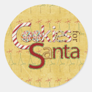 Pegatina Redonda Galletas y caramelo para Santa