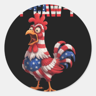 Pegatina Redonda Gallina divertida humor cita bandera Usa F-caw-f g