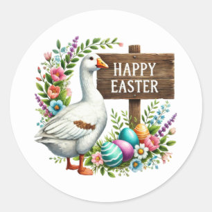 Pegatina Redonda Gallina gallega de Pascua