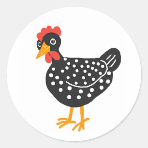 Pegatina Redonda Gallina negra