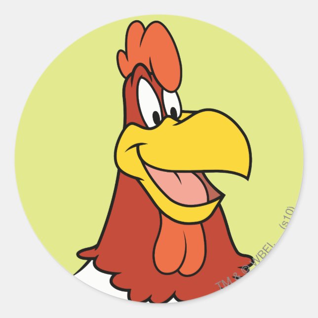 Pegatina Redonda Gallito Foghorn Primer Plano (Anverso)