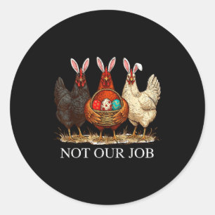 Pegatina Redonda Gallo de Pascua divertido no trabajo huevos granja