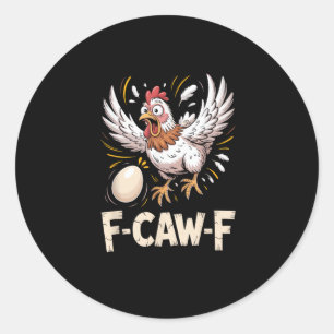 Pegatina Redonda Gallo divertido F Caw F estilo creativo casual