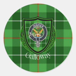 Pegatina Redonda Galloway Scottish Clan Tartan & Crest