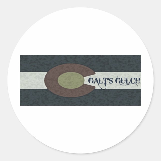 Pegatina Redonda Galt's Gulch - Diseño combinado rojo blanco y azul (Anverso)