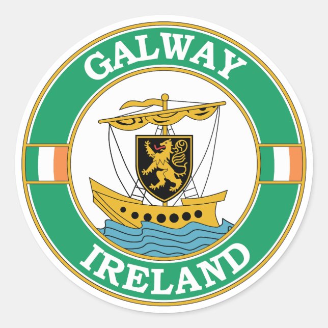 Pegatina Redonda Galway Ireland Circle Emblem (Anverso)