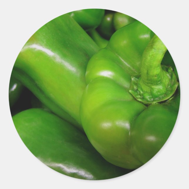 Pegatina Redonda Gama de regalo de Peppers con Campana Verde