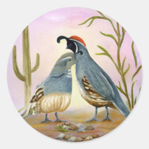Pegatina Redonda Gambel Quails