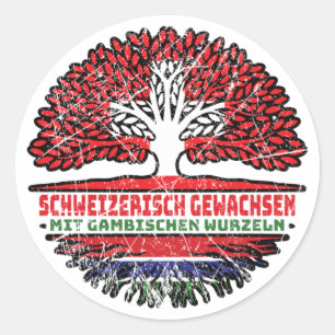 Pegatina Redonda Gambisch Schweizer Schweiz Baum Wurzel