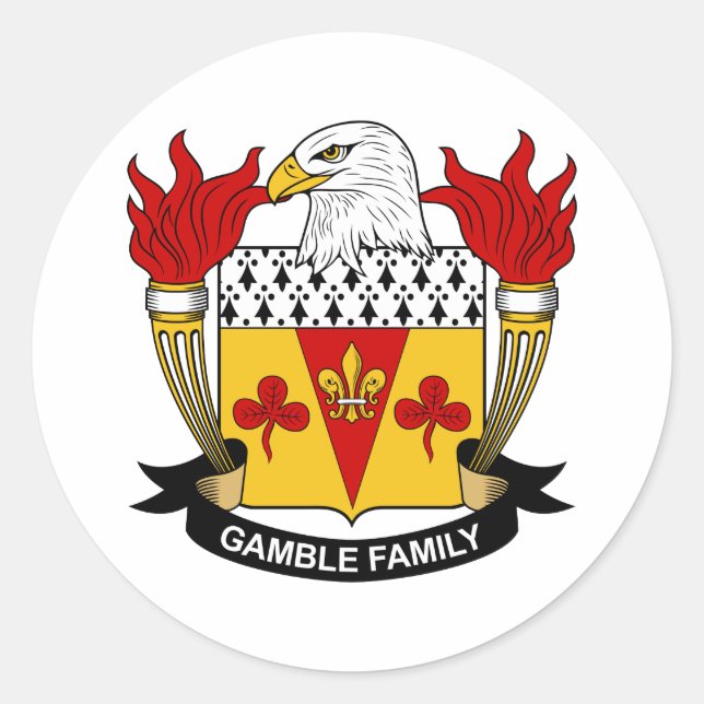 Pegatina Redonda Gamble Family Crest (Anverso)