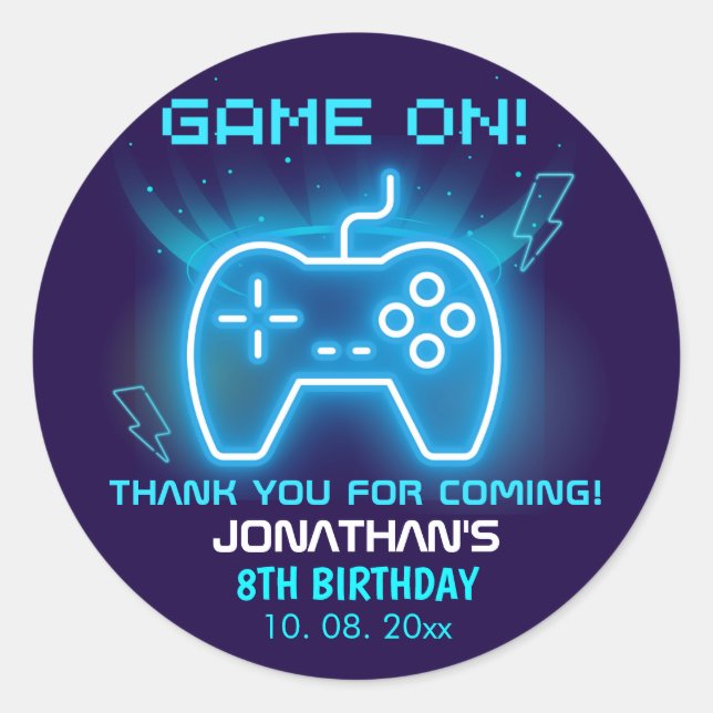 Pegatina Redonda Game on, Funny Birthday Boy (Anverso)