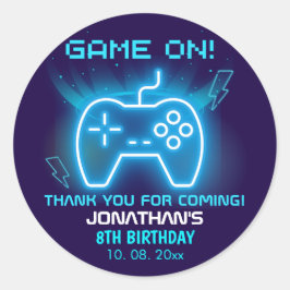 Pegatina Redonda Game on, Funny Birthday Boy