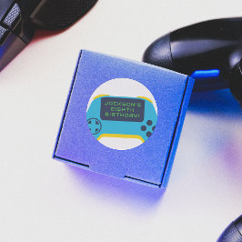 Pegatina Redonda Game On & Level Up Video Game Boy Birthday
