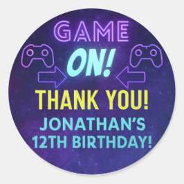 Pegatina Redonda GAME ON! Neon Gaming Sticker – Jonathan’s 12th Bir