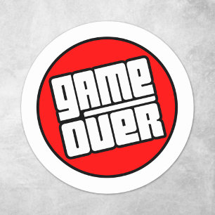 Pegatina Redonda Game Over - Jugador de Computadora