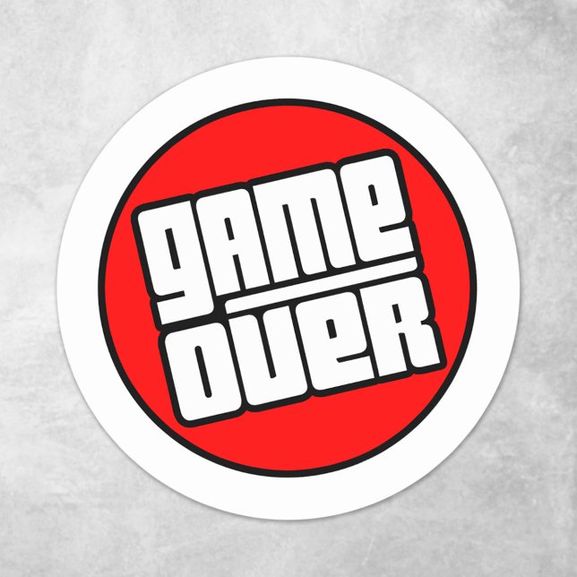 Pegatina Redonda Game Over - Jugador de Computadora (Subido por el creador)