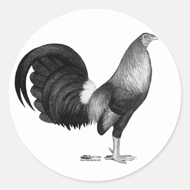 Pegatina Redonda Gamecock Red Hatch (Anverso)