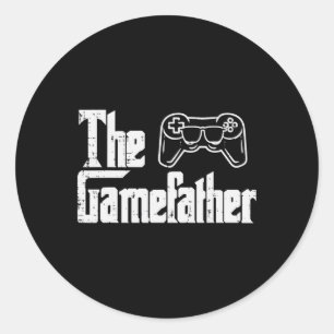 Pegatina Redonda Gamefather Fun Gaming de Padres Día Parodia de Jug