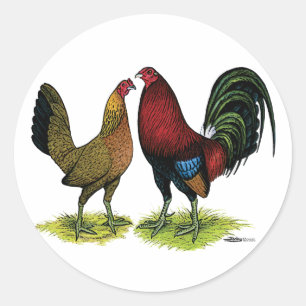 Pegatina Redonda Gamefowl Pair