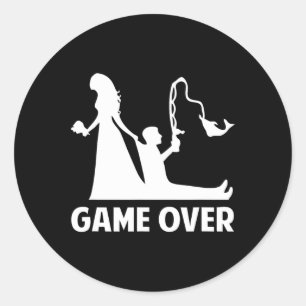 Pegatina Redonda Gameover Bride Groom Boda Bachelorette