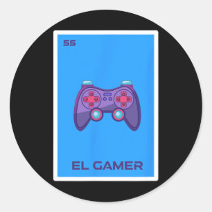 Pegatina Redonda Gamepad controlador de videojuegos mexicano para j