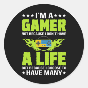 Pegatina Redonda Gamer Am A Gamer