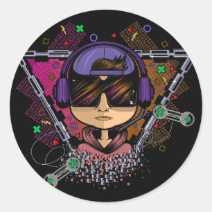 Pegatina Redonda Gamer Boy