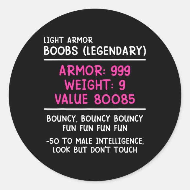 Pegatina Redonda Gamer Breast (legendary) Video Player Gaming Girl  (Anverso)