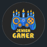 Pegatina Redonda Gamer Chanukah Boy Ki<br><div class="desc">Gamer Chanukah Boy Kid 1</div>