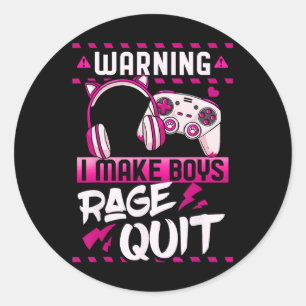 Pegatina Redonda Gamer Chica Gaming Videojuegos Streamer