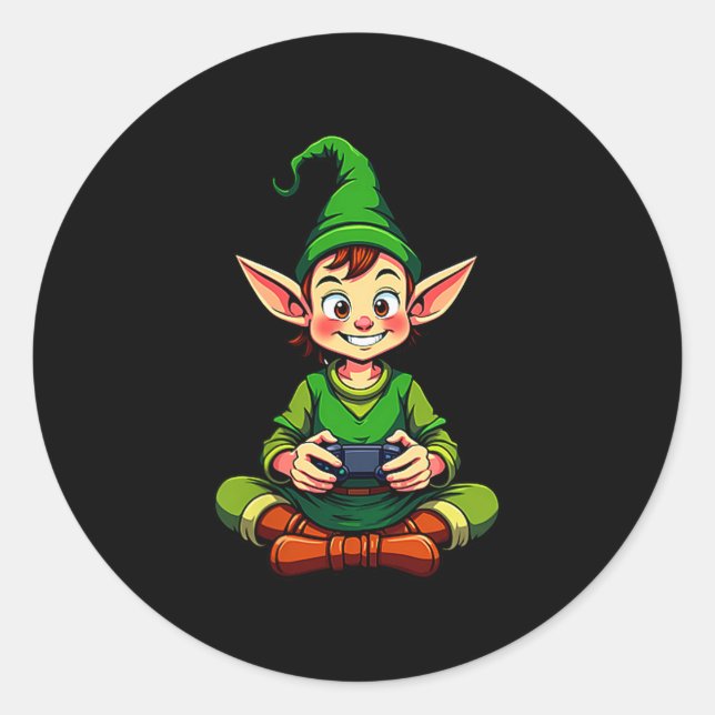 Pegatina Redonda Gamer Christmas Pajamas Kids Boys Youth Christmas  (Anverso)