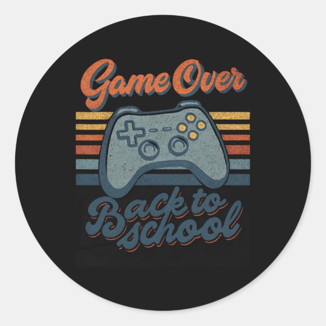 Pegatina Redonda Gamer Ck To School Kids Teachers Game Over Ck To S (Anverso)